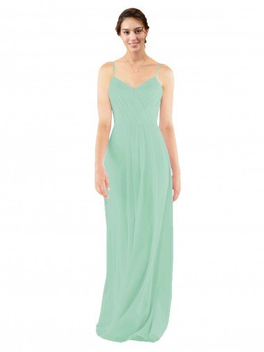 Affordable Classic Long Chiffon Bridesmaid Dress with V-Neck