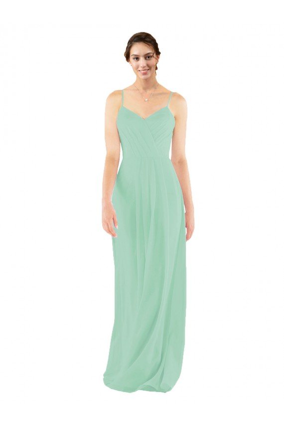 Affordable Classic Long Chiffon Bridesmaid Dress with V-Neck