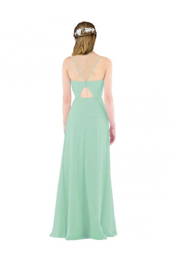 Affordable Classic Long Chiffon Bridesmaid Dress with V-Neck