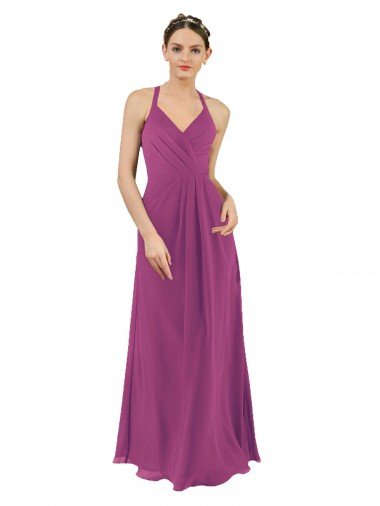 Affordable Sassy Chiffon Bridesmaid Dress with Halter Neckline