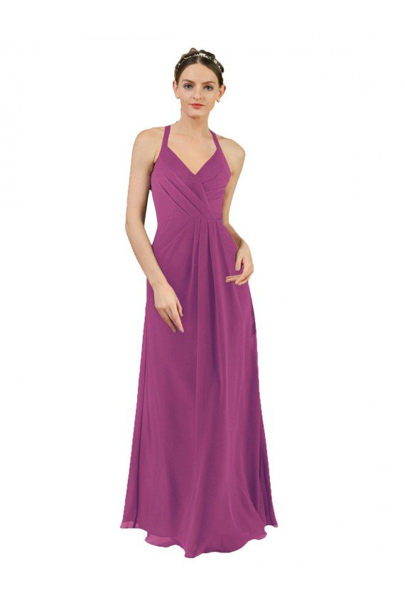 Affordable Sassy Chiffon Bridesmaid Dress with Halter Neckline