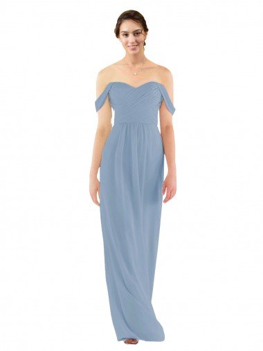 Affordable Sweetheart Neckline Chiffon Off-the-Shoulder Bridesmaid Dress