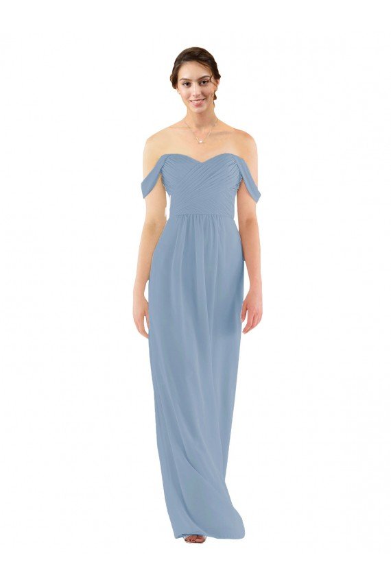 Affordable Sweetheart Neckline Chiffon Off-the-Shoulder Bridesmaid Dress
