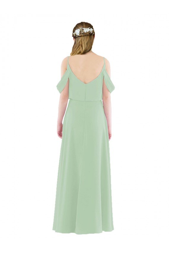 Affordable Off-the-Shoulder Long Chiffon Beachy Bridesmaid Dress