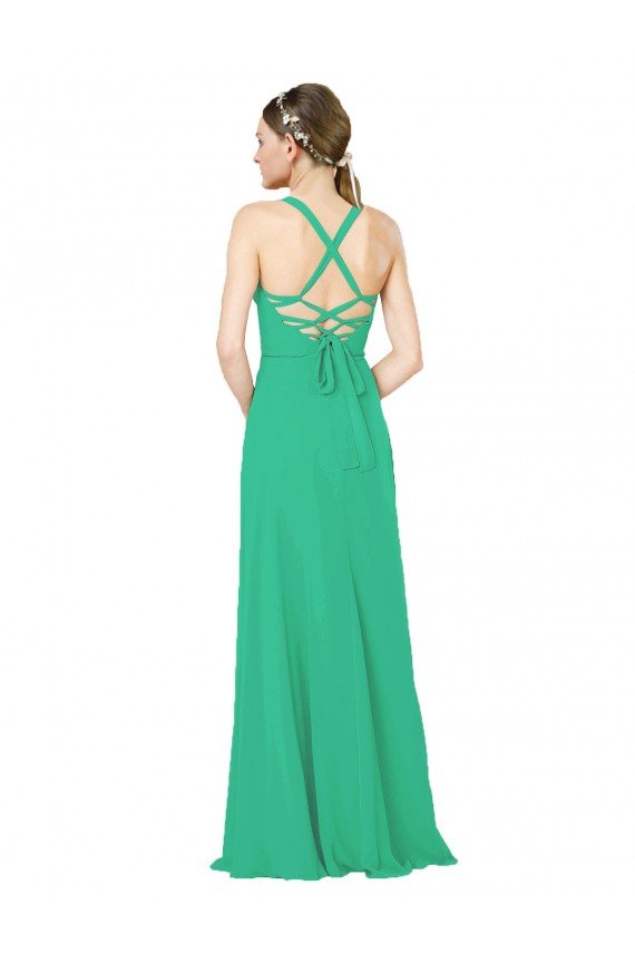 Affordable Classic Chiffon Bridesmaid Dress with Lace-Up Back