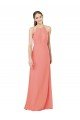 Affordable Modern Long Chiffon Bridesmaid Dress with Keyhole Back
