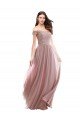 Affordable Floor Length Chantilly Lace Off the Shoulder Chiffon Bridesmaid Dress