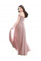 Affordable Floor Length Chantilly Lace Off the Shoulder Chiffon Bridesmaid Dress