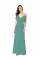 Affordable Full Length Chiffon Bridesmaid Dress with Ruffled V-Neckline