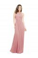 Affordable Chiffon Bridesmaids Dress with Draped Bodice and Keyhole Back