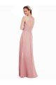 Affordable Chiffon Bridesmaids Dress with Draped Bodice and Keyhole Back