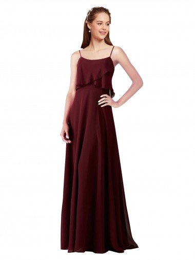 Affordable Chiffon Bridesmaids Dress with Spaghetti Straps