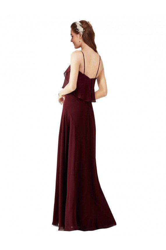 Affordable Chiffon Bridesmaids Dress with Spaghetti Straps