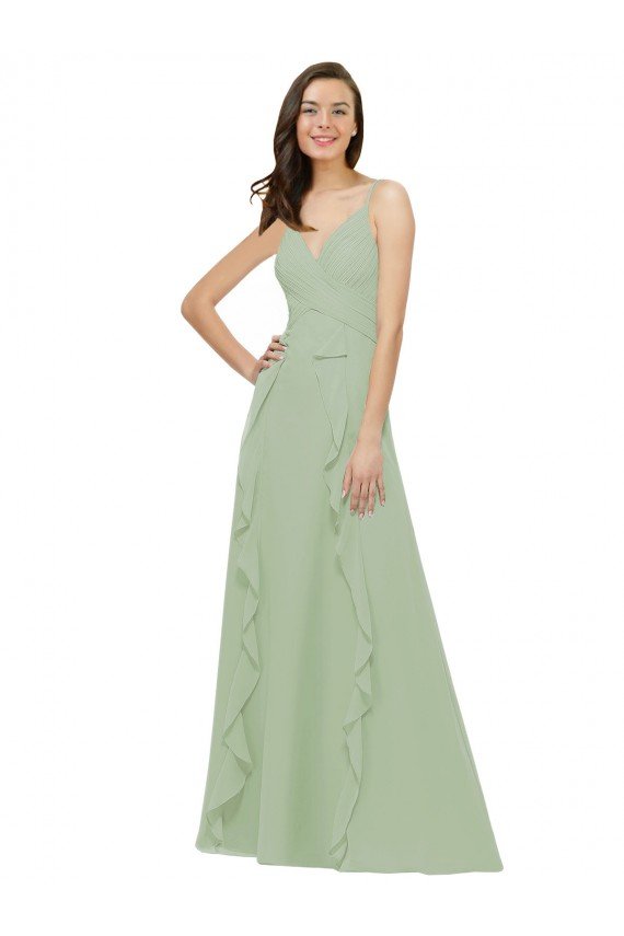 Affordable Chiffon Bridesmaid Dress with Ruffles and Draping
