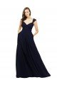Affordable Chiffon Bridesmaid Dress with Rouched Draped Bodice and Watteau Back
