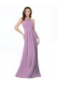 Affordable High Halter Chiffon Bridesmaid Dress with Ruffle Details Back