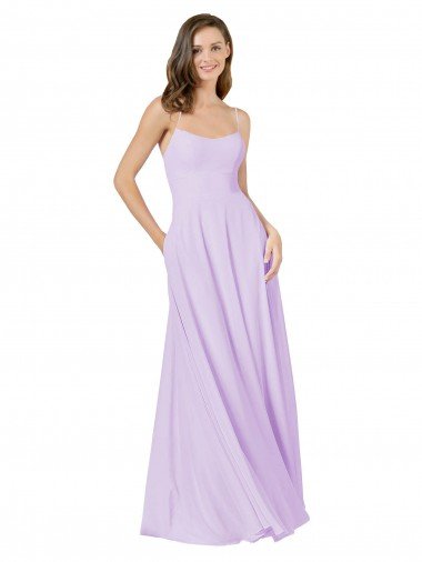 Affordable Simple Chiffon Bridesmaid Dress with Pocket