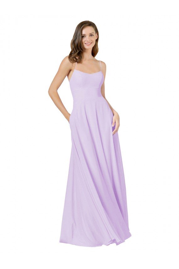 Affordable Simple Chiffon Bridesmaid Dress with Pocket