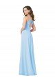 Affordable Long V-Neck Chiffon Bridesmaid Dress with Keyhole Back