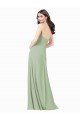 Affordable Floor Length Long Chiffon Bridesmaid Dress with Side Slit
