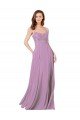 Affordable Floral Detailed Chiffon Bridesmaid Dress with Keyhole Back