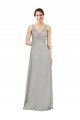Affordable V-Neck Chiffon Bridesmaid Dress with Illusion Gathered Bodice