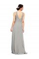 Affordable V-Neck Chiffon Bridesmaid Dress with Illusion Gathered Bodice