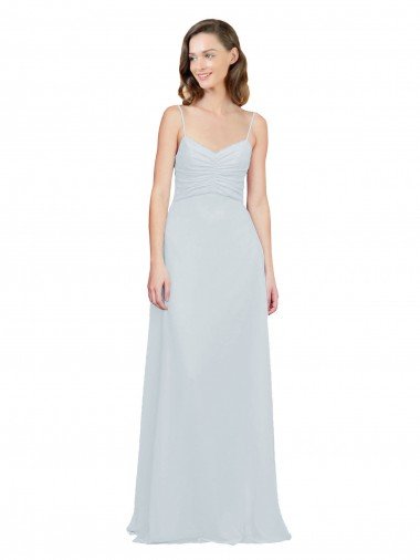Affordable Slim A-Line Chiffon Bridesmaid Dress with Spaghetti Strap Gathered Bodice