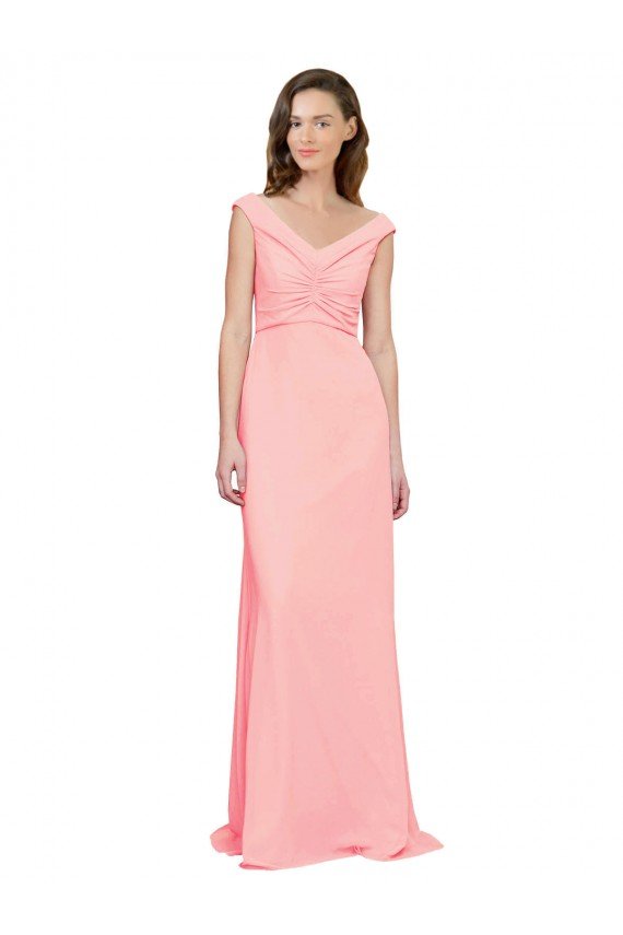 Affordable Luxe Chiffon Bridesmaid Dress with Shoulder Tip Gathered Bodice