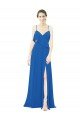 Affordable Spaghetti Strap Chiffon Bridesmaids Dress with Asymmetrical Ruffle and Front Slit