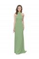 Affordable High Collar Halter Neck Chiffon Bridesmaid Dress with Long Back Tie