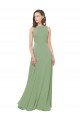 Affordable High Neck Chiffon Bridesmaids Dress with Low Cowl Back