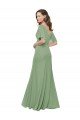 Affordable Chiffon V-Neckline Wrap Bridesmaids Dress With Double Flutter Sleeve