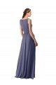 Affordable V-Neck Long Draped A-Line Chiffon Bridesmaid Dress