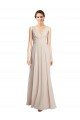 Affordable Long V-Neck Chiffon Bridesmaids Dress with Double Straps