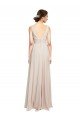 Affordable Long V-Neck Chiffon Bridesmaids Dress with Double Straps