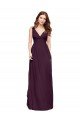 Affordable Plunging V-Neckline Long Chiffon Bridesmaid Dress with Deep V-Back