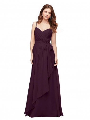 Affordable Wrapped Sweetheart Neckline Long Chiffon Bridesmaid Dress 