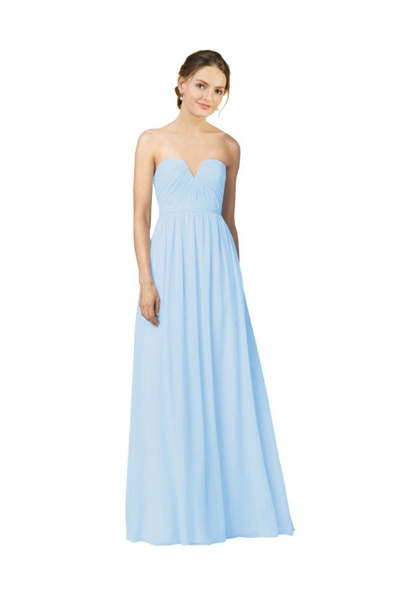 Affordable Full Length Chiffon Bridesmaid Dress with Deep Sweetheat and Shirred Bodice
