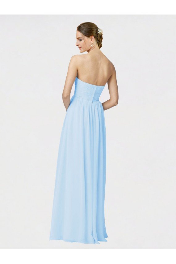 Affordable Full Length Chiffon Bridesmaid Dress with Deep Sweetheat and Shirred Bodice