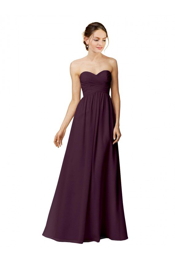 Affordable Strapless Chiffon Bridesmaid Dress with Criss Cross Shirred Bodice