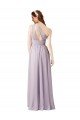 Affordable One Shoulder Chiffon Bridesmaid Dress with Front Keyhole and Shirred Bodice