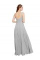 Affordable Squre Necked Long Chiffon Bridesmaid Dress with Front Slit
