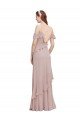 Affordable Cascading Ruffles Long Chiffon Bridesmaid Dress with Cold Shoulder
