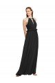 Affordable Halter Neck Front Keyhole Chiffon Bridesmaid Dress with Shirred Waist