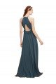 Affordable Halter Neck Front Keyhole Chiffon Bridesmaid Dress with Shirred Waist