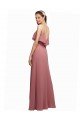 Affordable Draped Long Chiffon Bridesmaid Dress with Straps and Layers