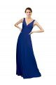 Affordable V-Neck Sheath Chiffon Bridesmaid Dress with V-Back