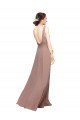 Affordable V-Neck Sheath Chiffon Bridesmaid Dress with V-Back