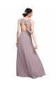 Affordable Open Back Long Chiffon Bridesmaid Dress with Plunging V-Neck Bodice